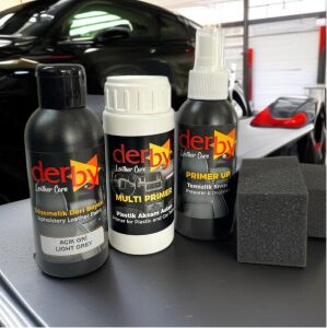 DERBY Açık Gri Oto TORPİDO ve Iç Kapı Plastik Aksan Bakım Boyama 4 lü Set 100 ml