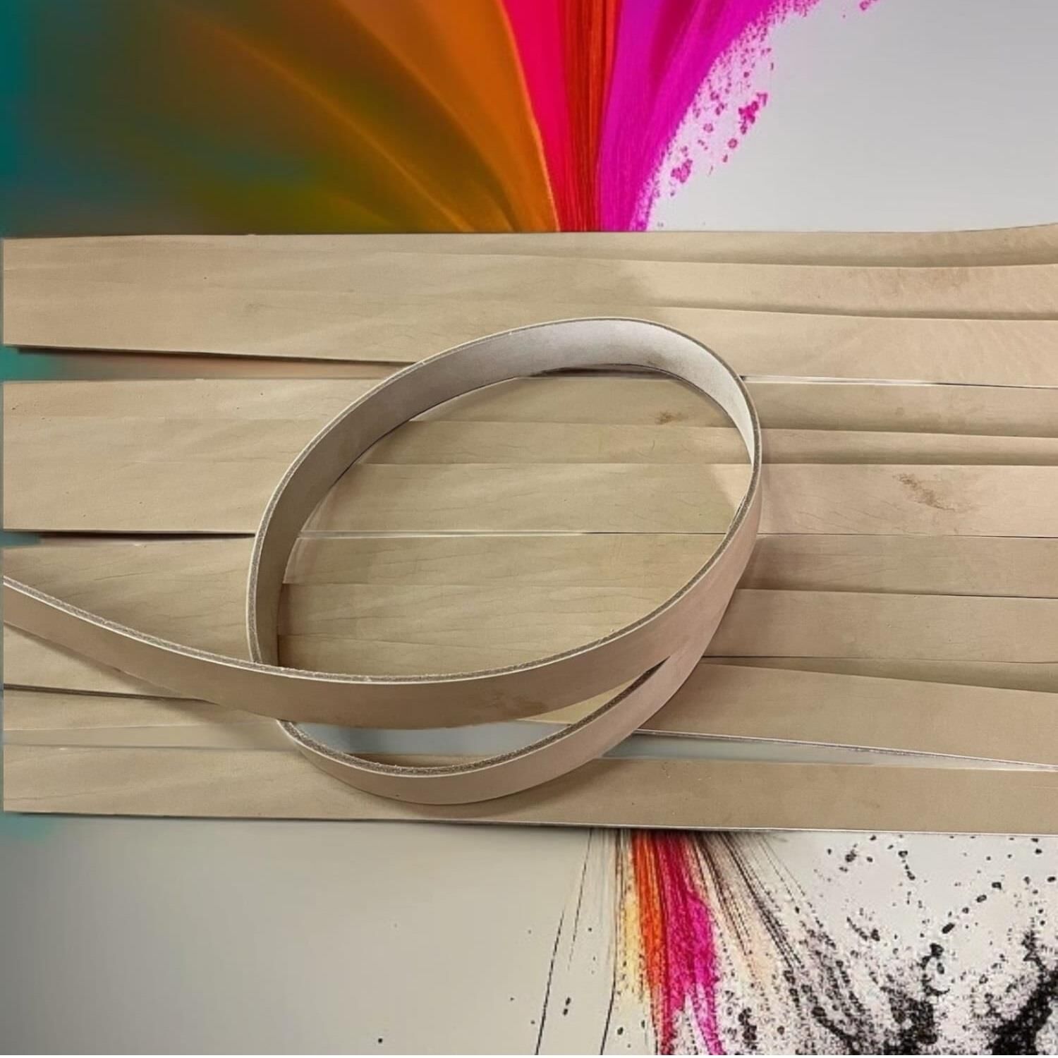 Kemerlik Şerit Kesilmiş Hafif Damarlı Vaketa Deri 40 mm Soğan Kabuğu Renk