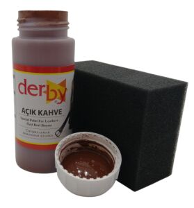 Derby Mont, Direksiyon, Koltuk, Deri Eşya Boyası 100ml ve Siyah Sünger Açık Kahve