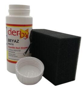 Derby Mont, Direksiyon, Koltuk, Deri Eşya Boyası 100ml ve Siyah Sünger Beyaz