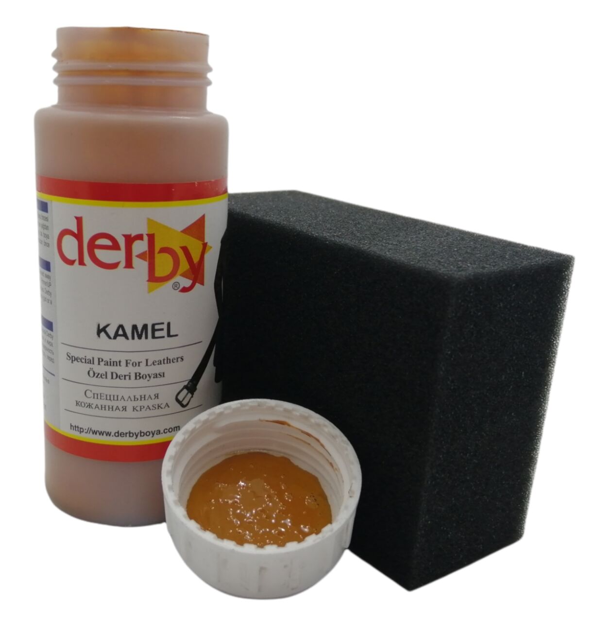 Derby Mont, Direksiyon, Koltuk, Deri Eşya Boyası 100ml ve Siyah Sünger Camel