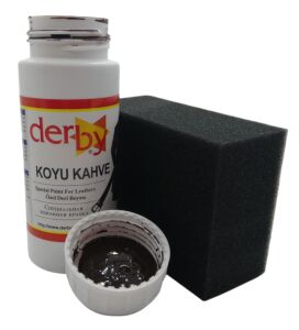 Derby Mont, Direksiyon, Koltuk, Deri Eşya Boyası 100ml ve Siyah Sünger Koyu Kahve