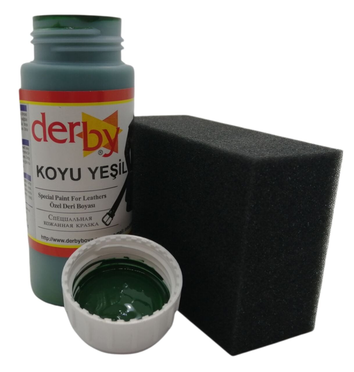 Derby Mont, Direksiyon, Koltuk, Deri Eşya Boyası 100ml ve Siyah Sünger Koyu yeşil