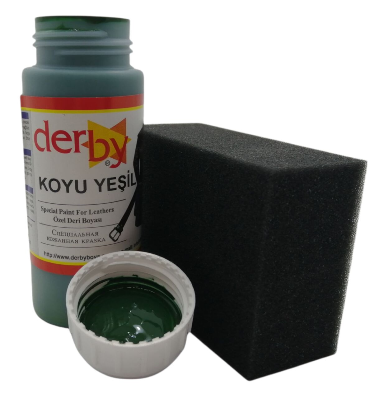 Derby Mont, Direksiyon, Koltuk, Deri Eşya Boyası 100ml ve Siyah Sünger Koyu yeşil