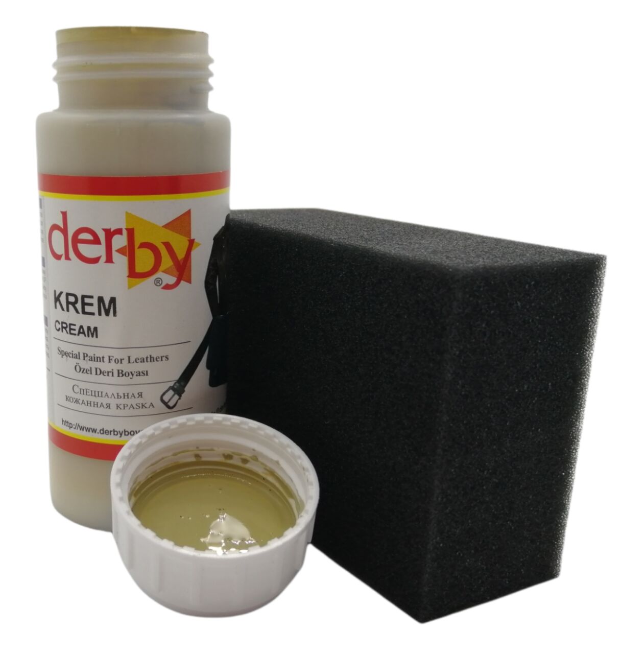 Derby Mont, Direksiyon, Koltuk, Deri Eşya Boyası 100ml ve Siyah Sünger Krem
