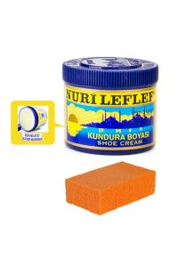 LEFLEF Kundura Boyası 200 ml  + KAUÇUK SÜNGER Açık Kahve