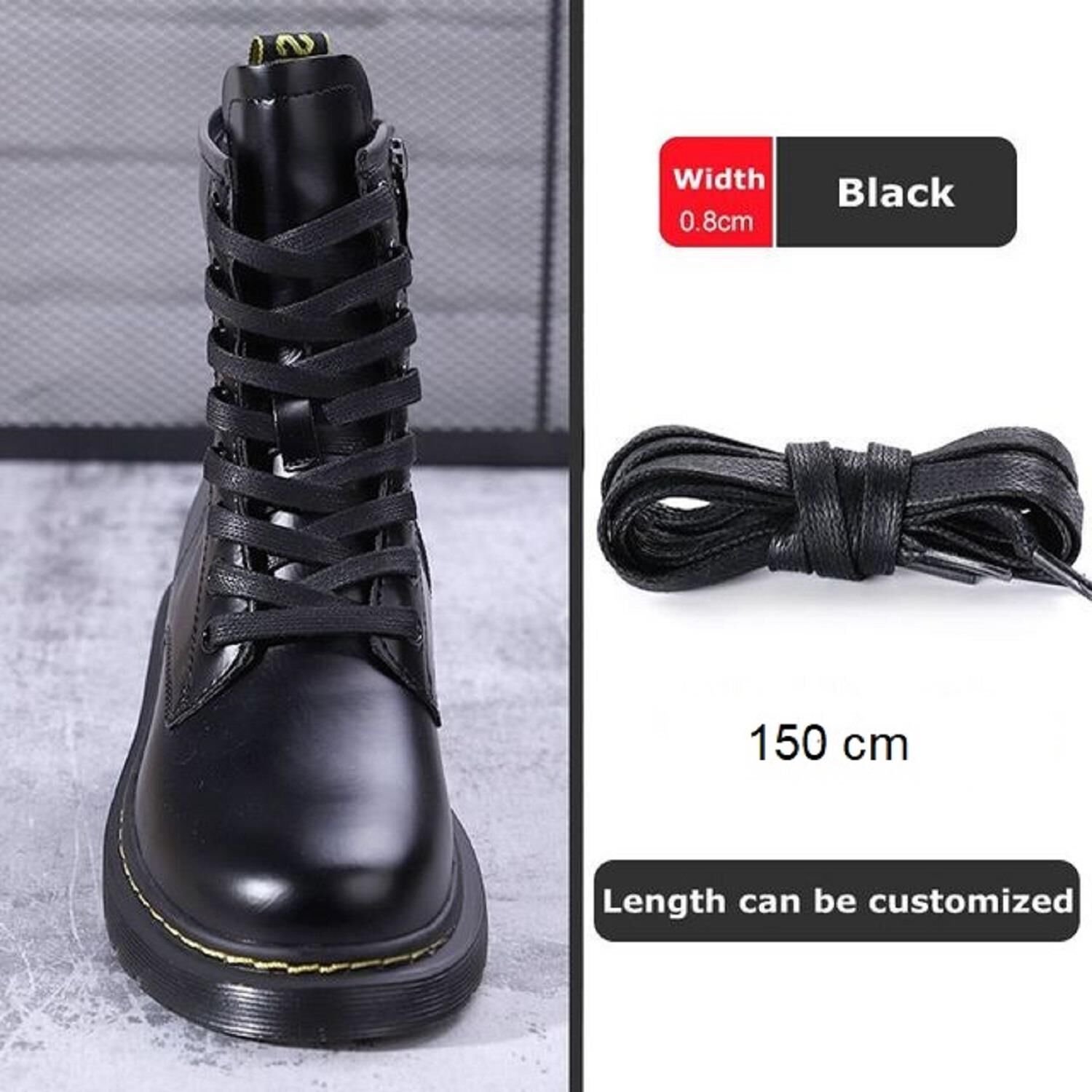 Yassı Mumlu Pamuklu Ayakkabı Bağı K918 150cm 1 Çift Siyah
