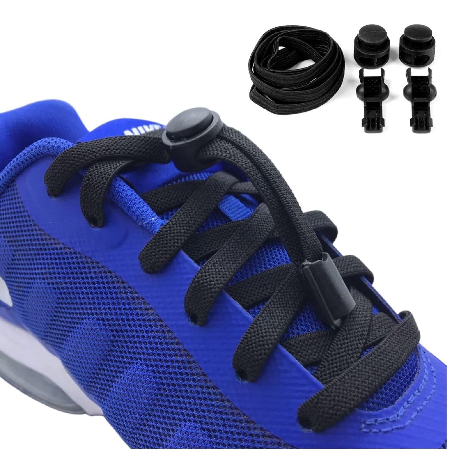 SRTfootcare PLY Elastik Yassı Akıllı Kilitli Bağcık 100cm 1 Çift Siyah