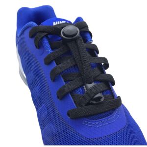 SRTfootcare PLY Elastik Yassı Akıllı Kilitli Bağcık 100cm 1 Çift Siyah