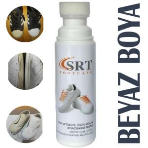 SRTfootcare 4lü Set Beyaz Deri ve Kumaş Ayakkabı Boyası + Telli Ayakkabı Kalıbı + 2 çift K111-K103 120 cm Bağcık