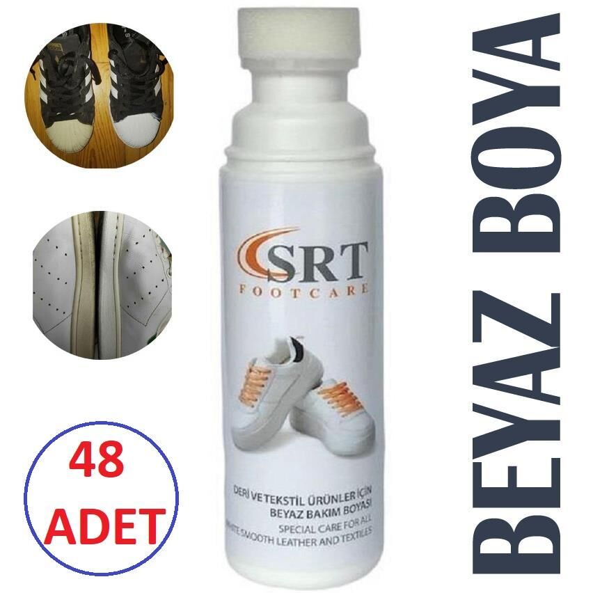 SRTfootcare (48 ADET) Spor Beyaz Deri Ve Kumaş Ayakkabı Boyası 75 Ml.