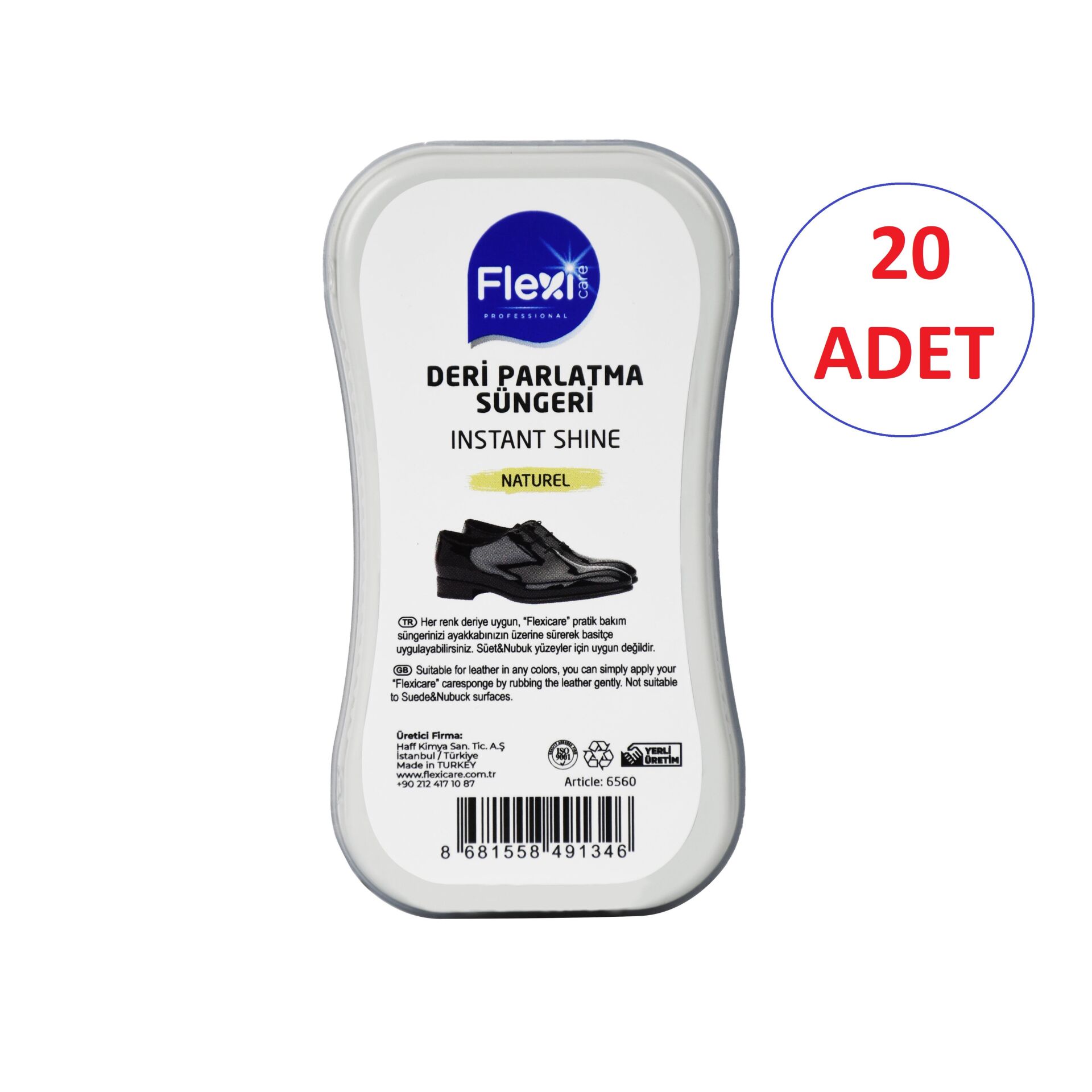 Flexi (20 ADET) Cilalı Deri Parlatma Süngeri Naturel