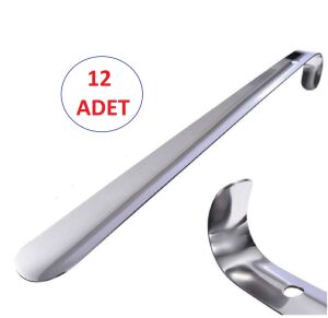 (12 ADET) Çelik Krom Kaplama Metal Ayakkabı Çekeceği Kerata 50 cm