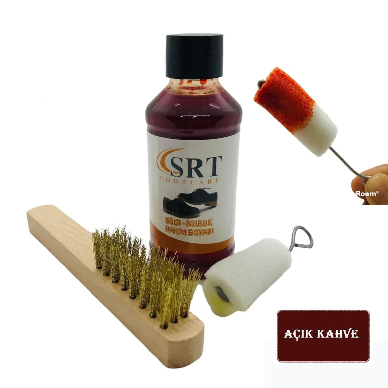 SRTfootcare Süet Nubuk Ayakkabı Bakım Boyası 110 Gr ve Süet Temizleme Tel Fırça Açık Kahve