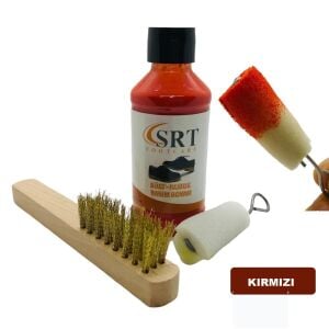 SRTfootcare Süet Nubuk Ayakkabı Bakım Boyası 110 Gr ve Süet Temizleme Tel Fırça Kırmızı