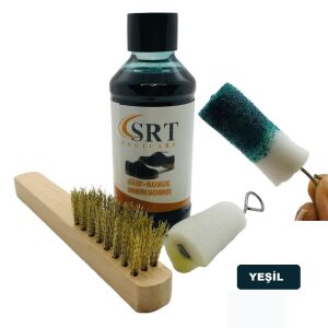 SRTfootcare Süet Nubuk Ayakkabı Bakım Boyası 110 Gr ve Süet Temizleme Tel Fırça Yeşil