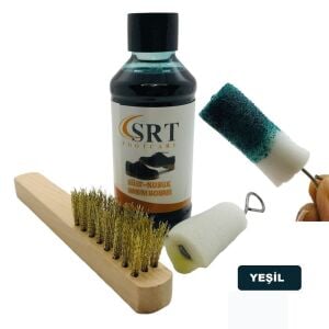 SRTfootcare Süet Nubuk Ayakkabı Bakım Boyası 110 Gr ve Süet Temizleme Tel Fırça Yeşil