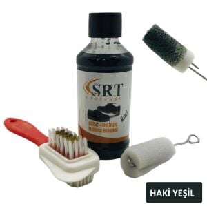 SRTfootcare Süet Nubuk Ayakkabı Bakım Boyası 110 Gr ve 4 Yönlü Temizleme Fırçası Koyu Lacivert