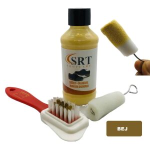 SRTfootcare Süet Nubuk Ayakkabı Bakım Boyası 110 Gr ve 4 Yönlü Temizleme Fırçası Bej