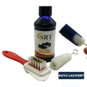 SRTfootcare Süet Nubuk Ayakkabı Bakım Boyası 110 Gr ve 4 Yönlü Temizleme Fırçası Koyu Lacivert