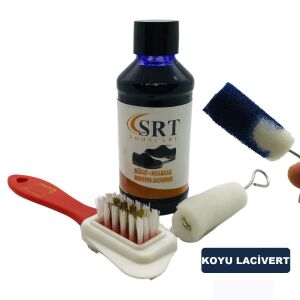 SRTfootcare Süet Nubuk Ayakkabı Bakım Boyası 110 Gr ve 4 Yönlü Temizleme Fırçası Koyu Lacivert