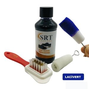 SRTfootcare Süet Nubuk Ayakkabı Bakım Boyası 110 Gr ve 4 Yönlü Temizleme Fırçası Lacivert