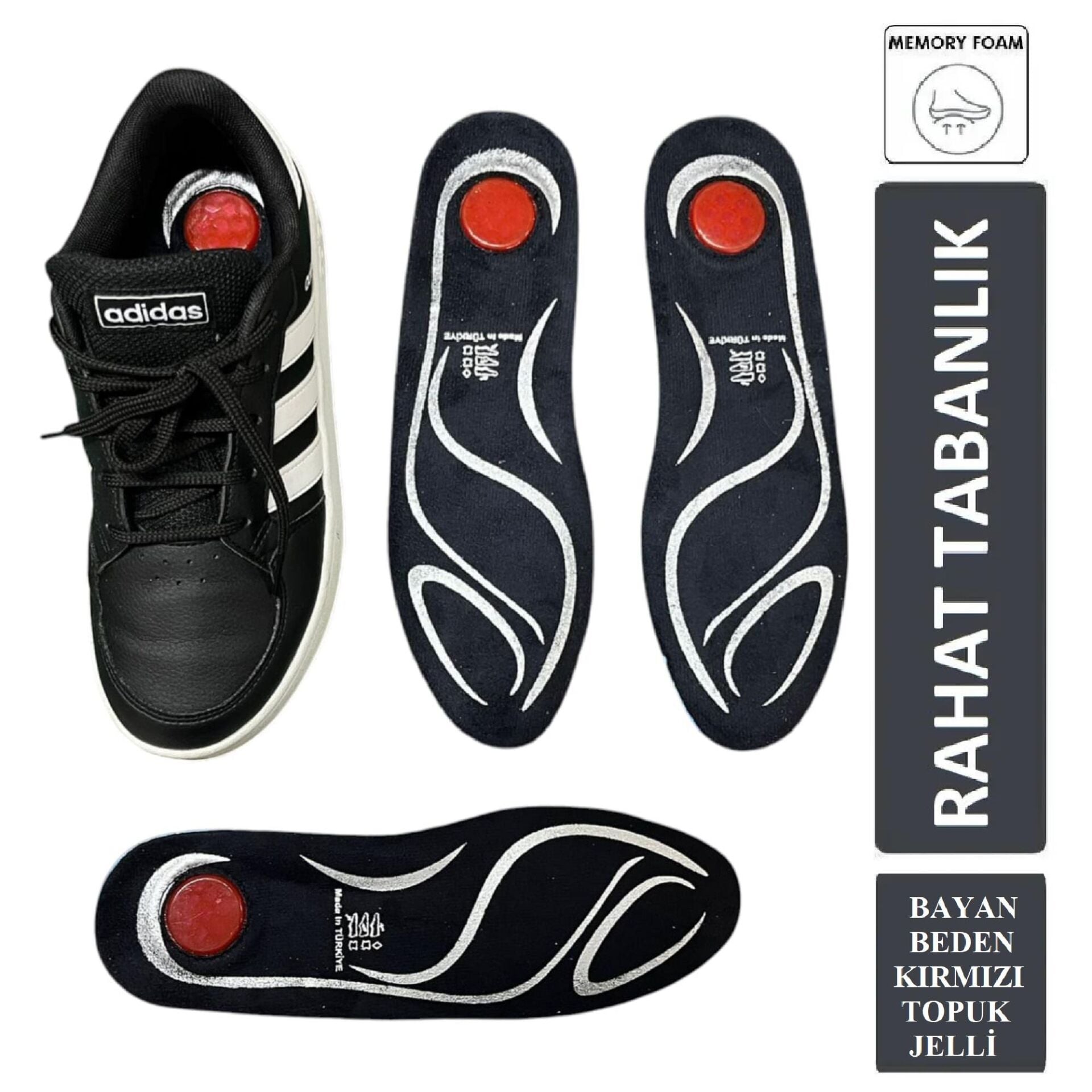 Air Comfort Topuk Dikeni Jel Takviyeli Memory Ortopedik SÜET Kumaş Taban 1 Çift 36-37