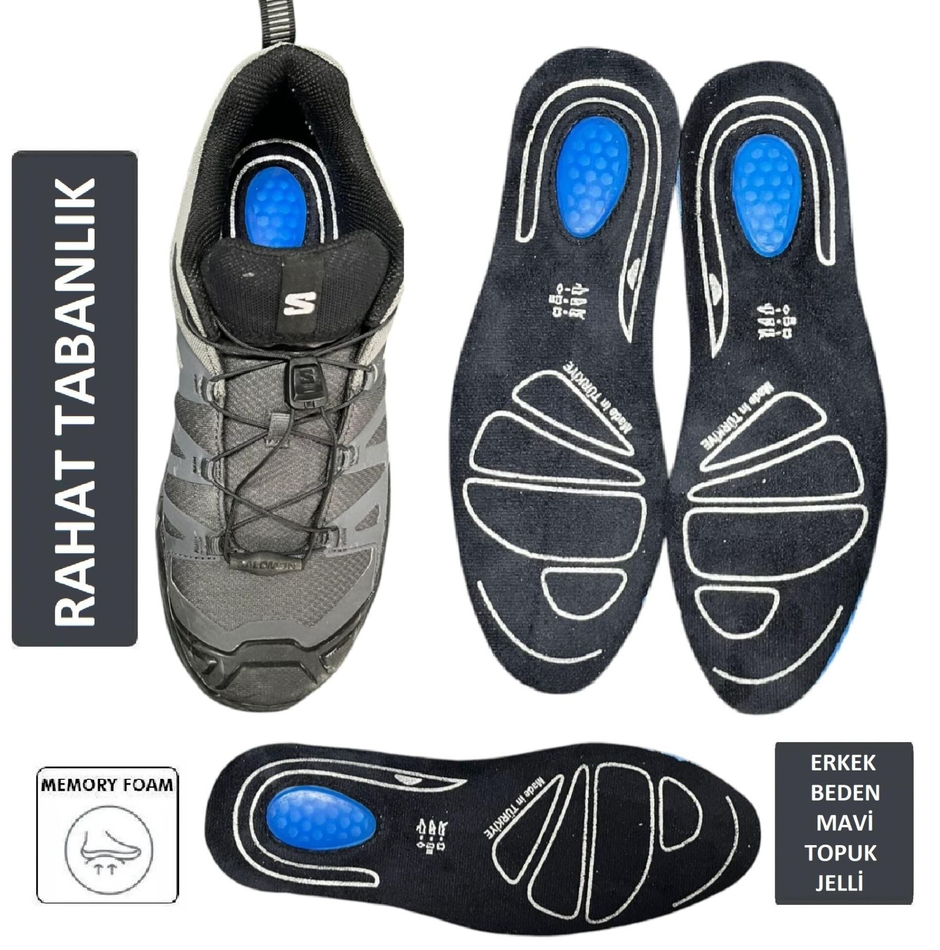 Air Comfort Topuk Dikeni Jel Takviyeli Memory Ortopedik SÜET Kumaş Taban 1 Çift 42-43