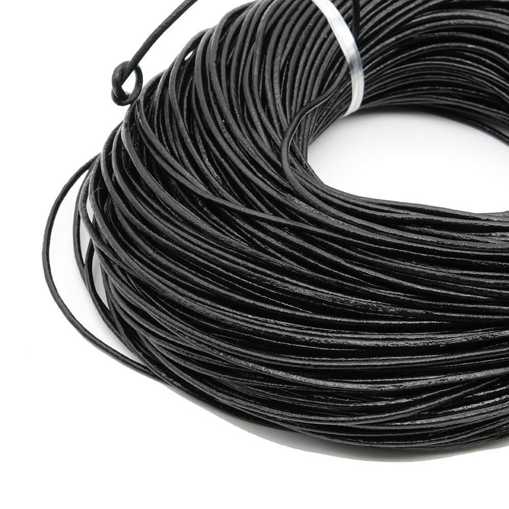 Deri İp Sırım Yuvarlak 2 mm (SİYAH) 1mt (Leathercraft, Deri Hobi)
