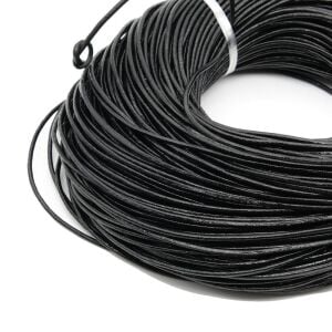 Deri İp Sırım Yuvarlak 2 mm (SİYAH) 1mt (Leathercraft, Deri Hobi)