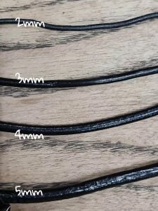 Deri İp Sırım Yuvarlak 3 mm (SİYAH) 1mt (Leathercraft, Deri Hobi)