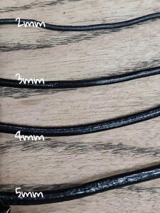 Deri İp Sırım Yuvarlak 3 mm (SİYAH) 1mt (Leathercraft, Deri Hobi)