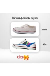 Derby Kanvas - Bez / Kumaş Ayakkabı Boyası 100 ml - ve Uygulama Fırçası Beyaz