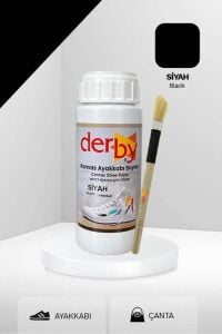 Derby Kanvas - Bez / Kumaş Ayakkabı Boyası 100 ml - ve Uygulama Fırçası Siyah