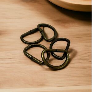 D Metal Halka, Çanta Sapı İçin D Halka 5 Adet Antik Kahve 3 cm