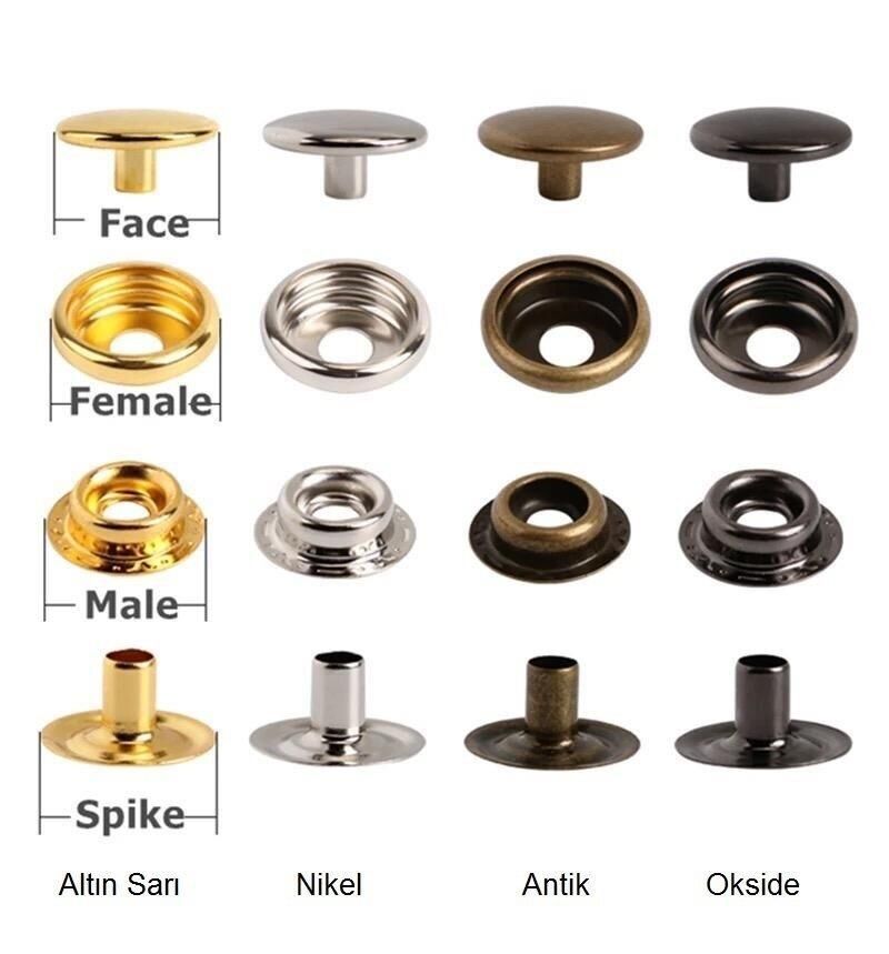 TOPTAN Metal ÇıtÇıt 61no Standart 720 Adet (Leathercraft, Deri Hobi)