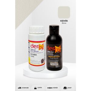 Derby Deri Mont Boyası Ve BS-FIX  Yarı Parlak Sabitleme Cilası | 100 Gr Set Kemik