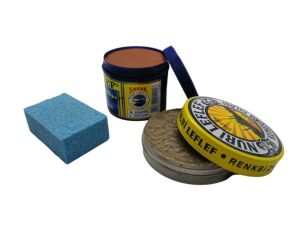 LefLef 3 lü Ayakkabı Bakım Seti (Boya,Cila,Sünger) Bordo Boya - Bordo Cila