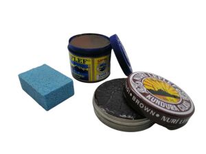 LefLef 3 lü Ayakkabı Bakım Seti (Boya,Cila,Sünger) Siyah Boya - Naturel Cila