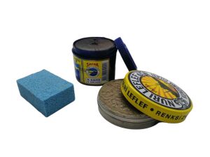 LefLef 3 lü Ayakkabı Bakım Seti (Boya,Cila,Sünger) Lacivert Boya - Naturel Cila