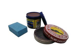 LefLef 3 lü Ayakkabı Bakım Seti (Boya,Cila,Sünger) Bordo Boya - Bordo Cila