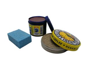 LefLef 3 lü Ayakkabı Bakım Seti (Boya,Cila,Sünger) Bordo Boya - Naturel Cila