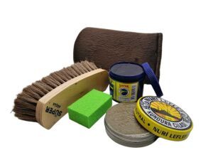 Leflef 5 li Ayakkabı Bakım Seti Ekstra Lacivert Boya - Naturel Cila - Krem Bej Fırça