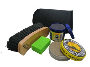 Leflef 5 li Ayakkabı Bakım Seti Ekstra Lacivert Boya - Naturel Cila - Krem Bej Fırça