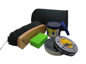 Leflef 5 li Ayakkabı Bakım Seti Ekstra Lacivert Boya - Siyah Cila - Siyah Fırça