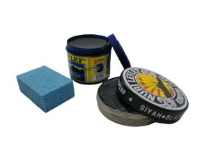 LefLef 3 lü Ayakkabı Bakım Seti (Boya,Cila,Sünger) Siyah Boya - Naturel Cila