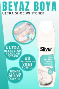 SİLVER Kumaş Deri Spor Beyaz Ayakkabı Boyası + Ayakkabı Deodorantı + Spor Ayakkabı Temizleme Köpüğü 125 ml