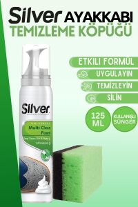 SİLVER Kumaş Deri Spor Beyaz Ayakkabı Boyası + Ayakkabı Deodorantı + Spor Ayakkabı Temizleme Köpüğü 125 ml