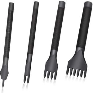 El Dikişi İçin Siyah Çapraz Delgi / Çatal Deri Zımba Seti 4 mm 4 Adet Deri El Aleti