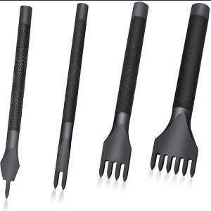 El Dikişi İçin Siyah Çapraz Delgi / Çatal Deri Zımba Seti 5 mm 4 Adet Deri El Aleti